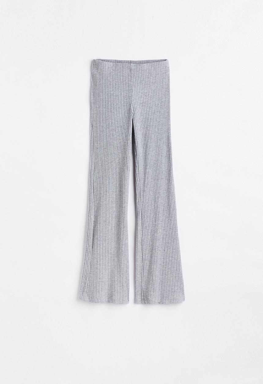 H&M - Ribbed flared trousers - grey marl