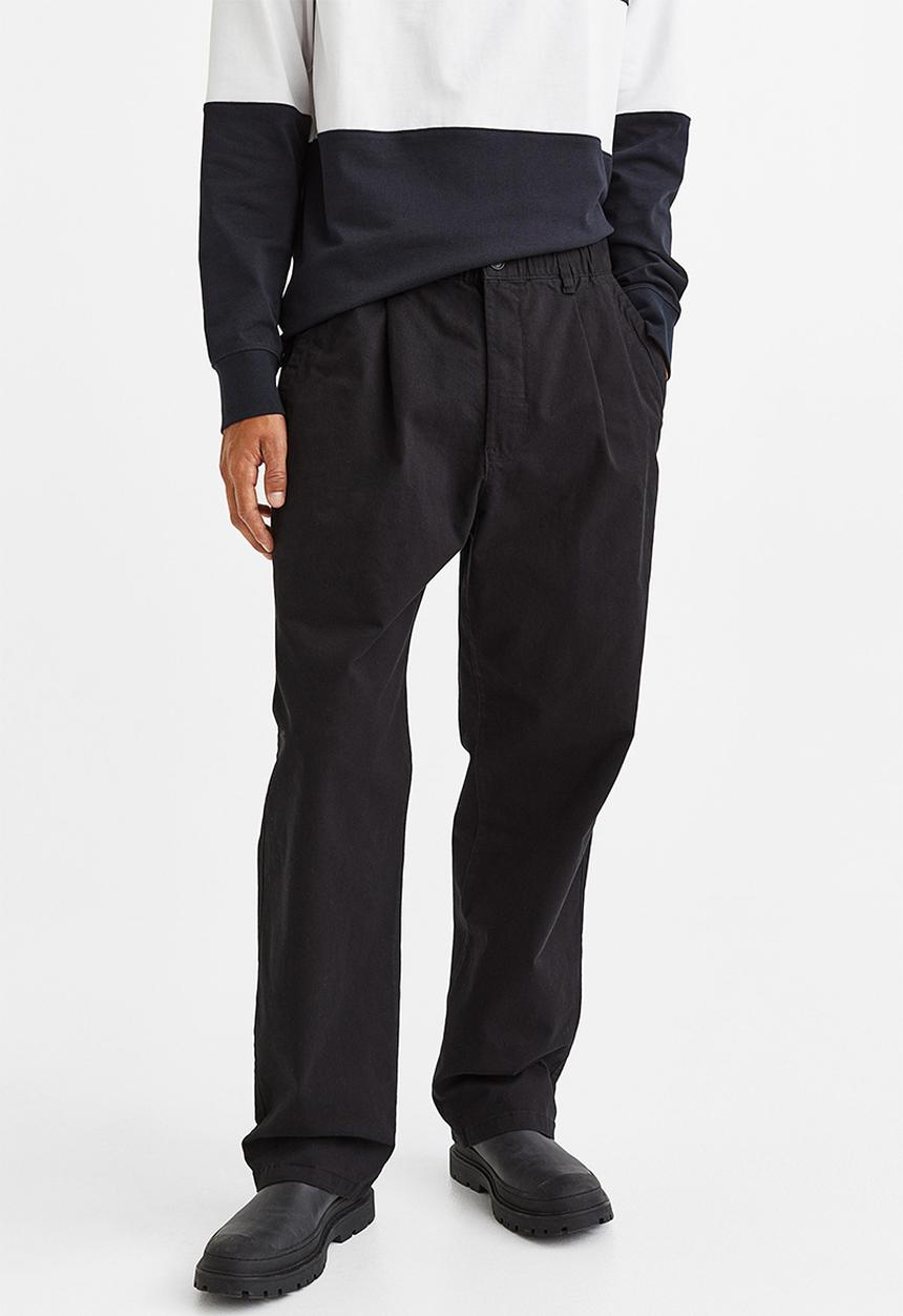 H&M - Relaxed fit twill trousers - black