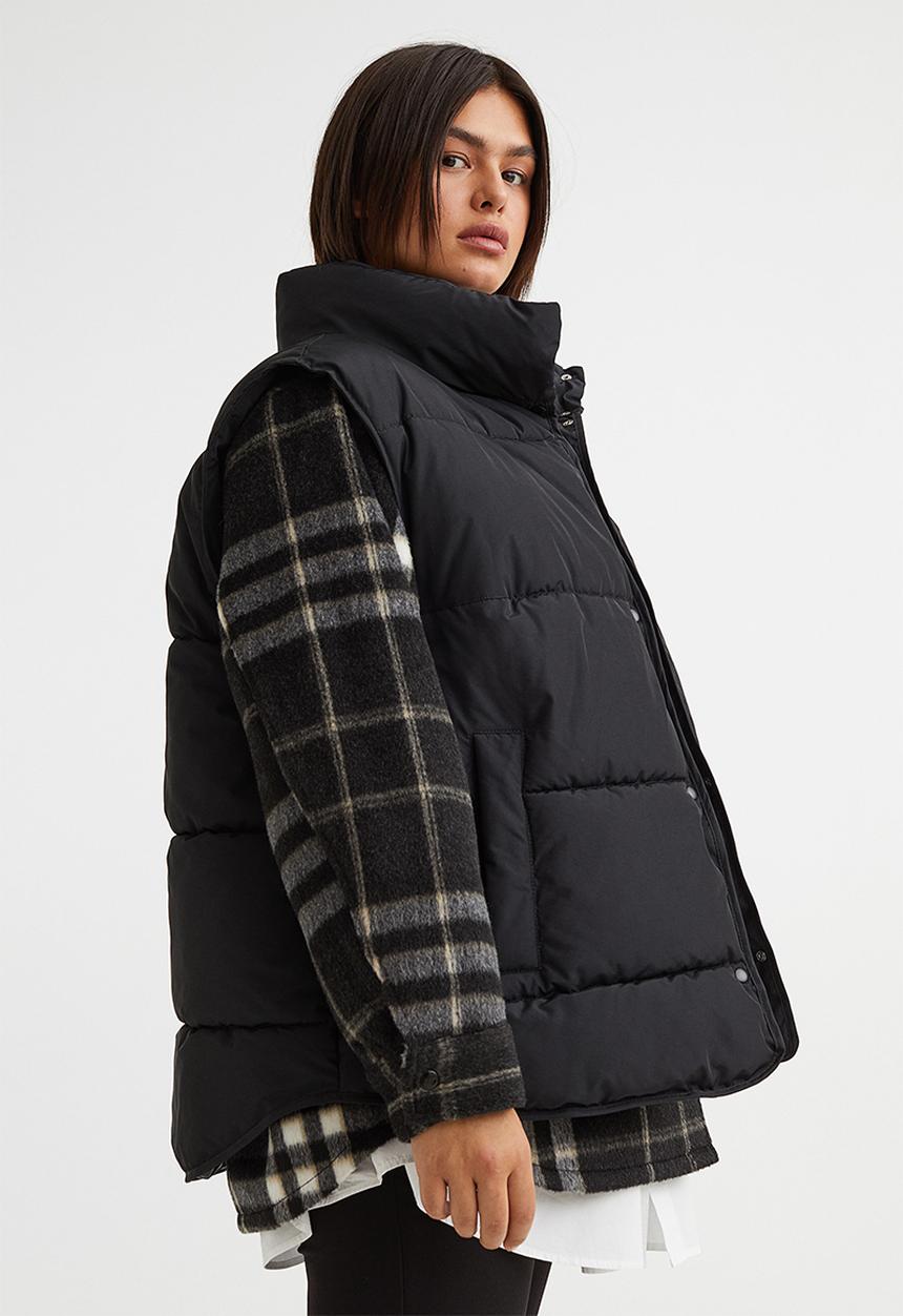 H&M - Puffer gilet - black