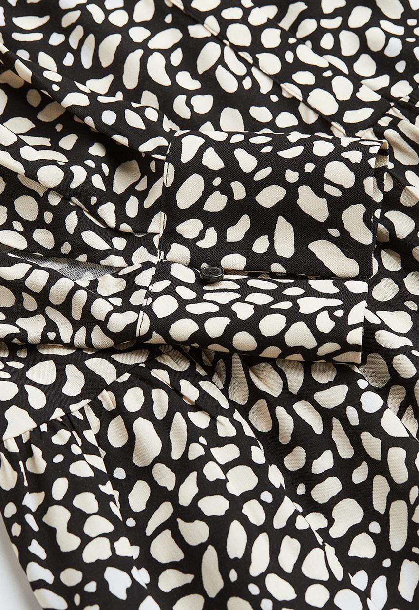 H&M - Tiered shirt dress - black/spotted