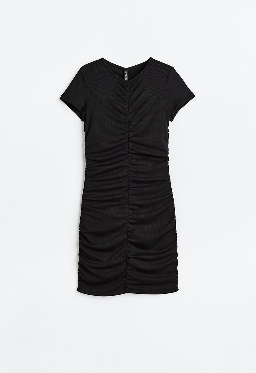 H&M - Draped jersey dress - black