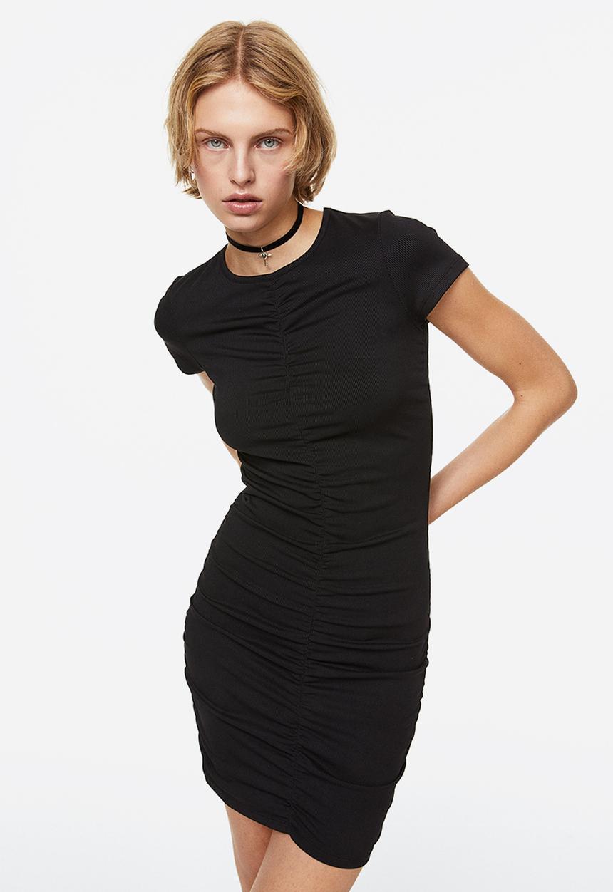 H&M - Draped jersey dress - black