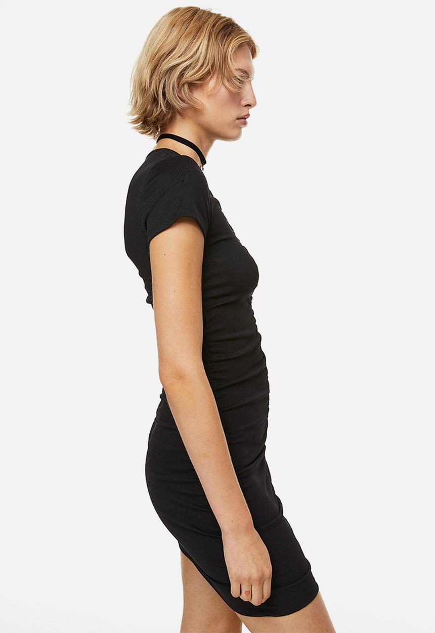 H&M - Draped jersey dress - black
