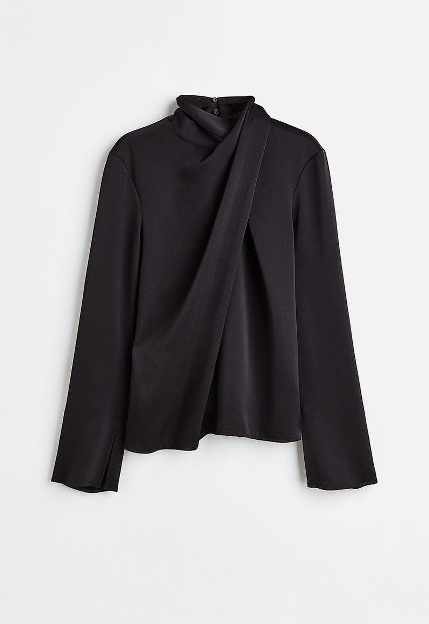 H&M - Draped blouse - black