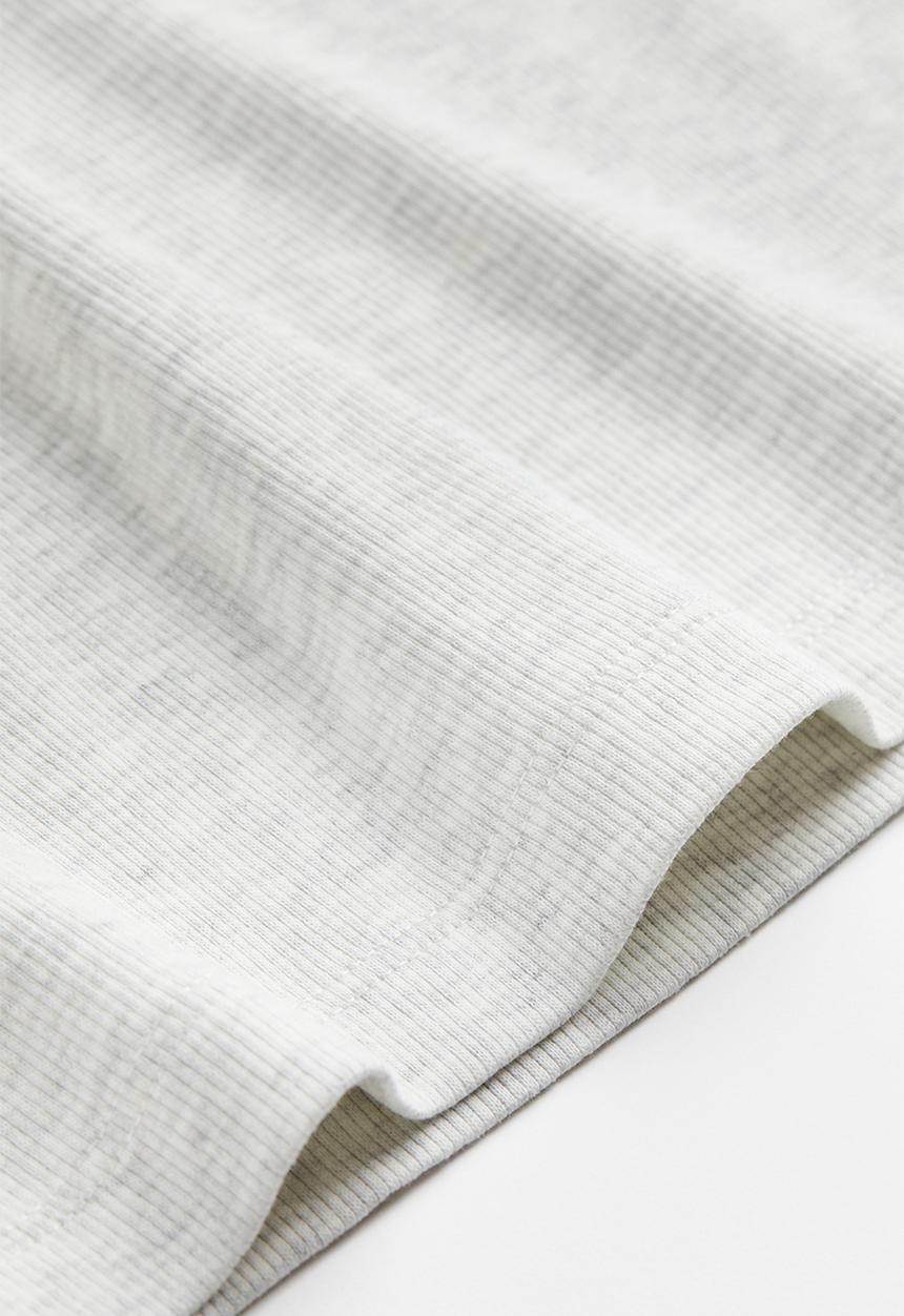 H&M - Ribbed cropped top - light grey marl