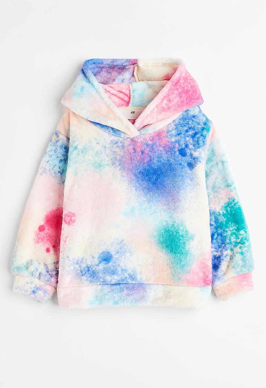H&M - Teddy hoodie - blue/tie-dye