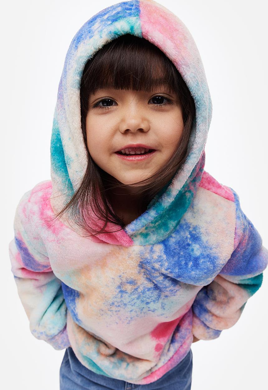 H&M - Teddy hoodie - blue/tie-dye