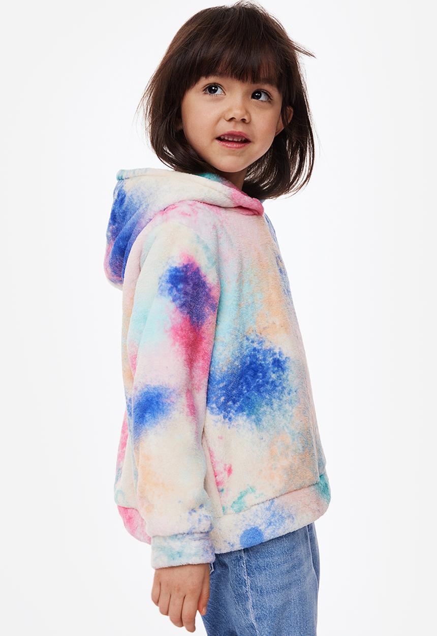 H&M - Teddy hoodie - blue/tie-dye
