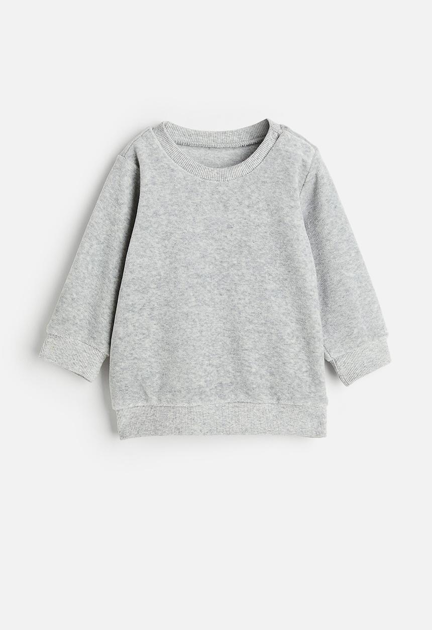 H&M - Velour sweatshirt - light grey marl
