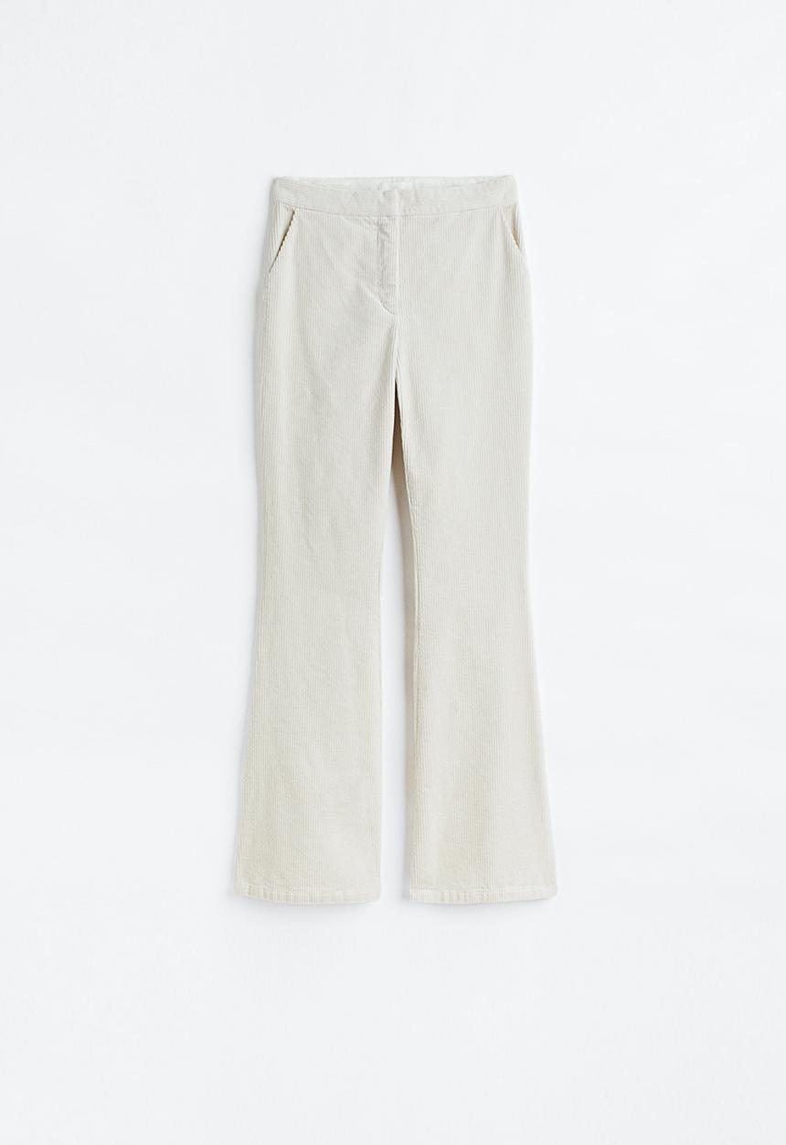 H&M - Flared corduroy trousers - cream