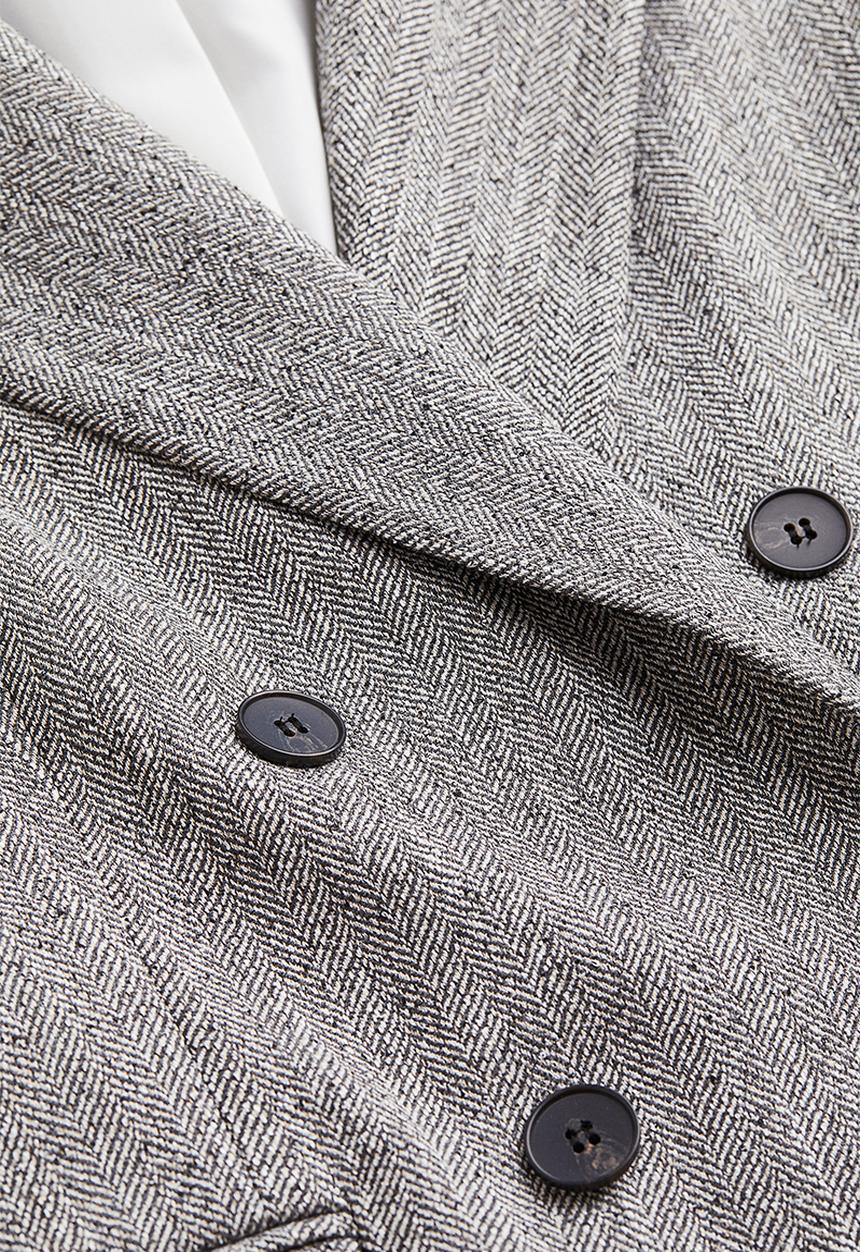 H&M - Double-breasted blazer - grey/herringbone-patterned