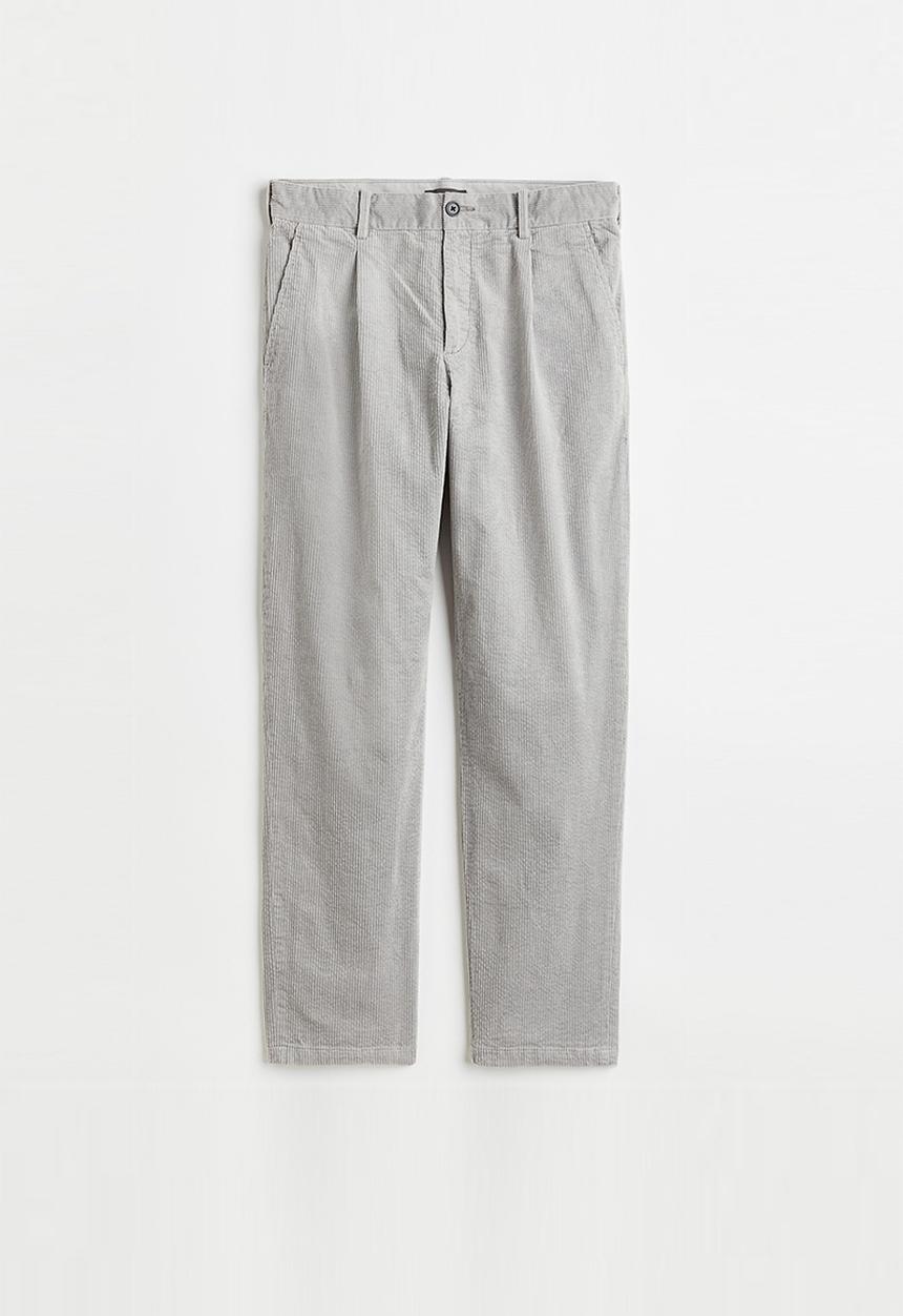 H&M - Regular fit corduroy trousers - light grey