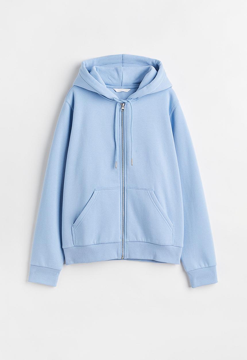 H&M - Zip-through hoodie - light blue
