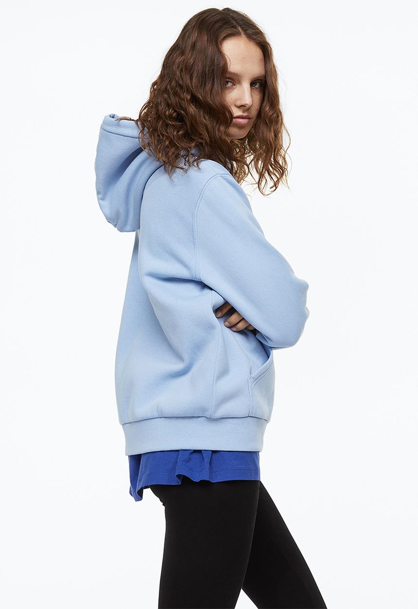 H&M - Zip-through hoodie - light blue