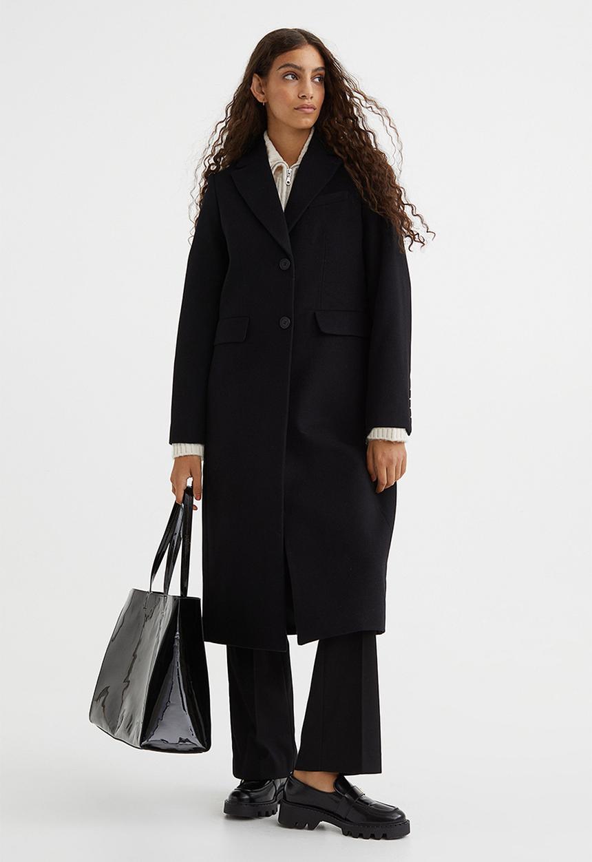 H&M - Single-breasted coat - black I
