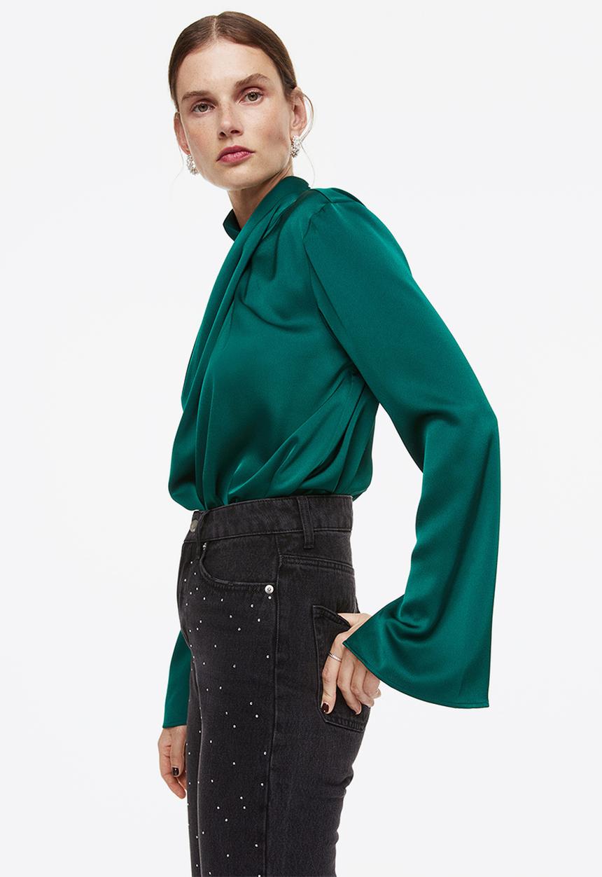 H&M - Draped blouse - dark green