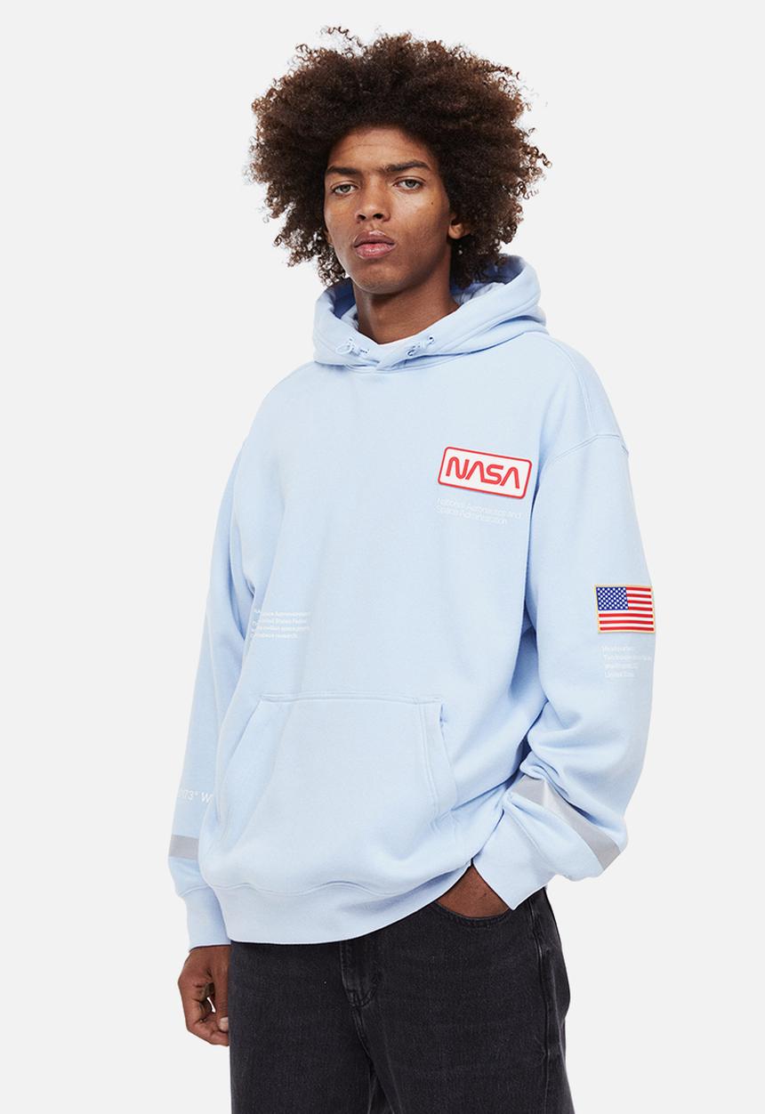H&M - Relaxed fit hoodie - light blue/nasa