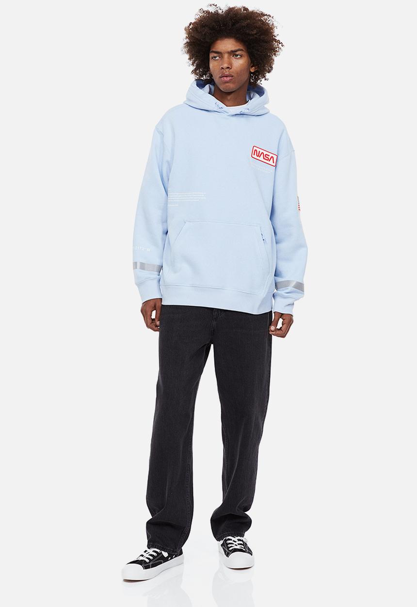 H&M - Relaxed fit hoodie - light blue/nasa