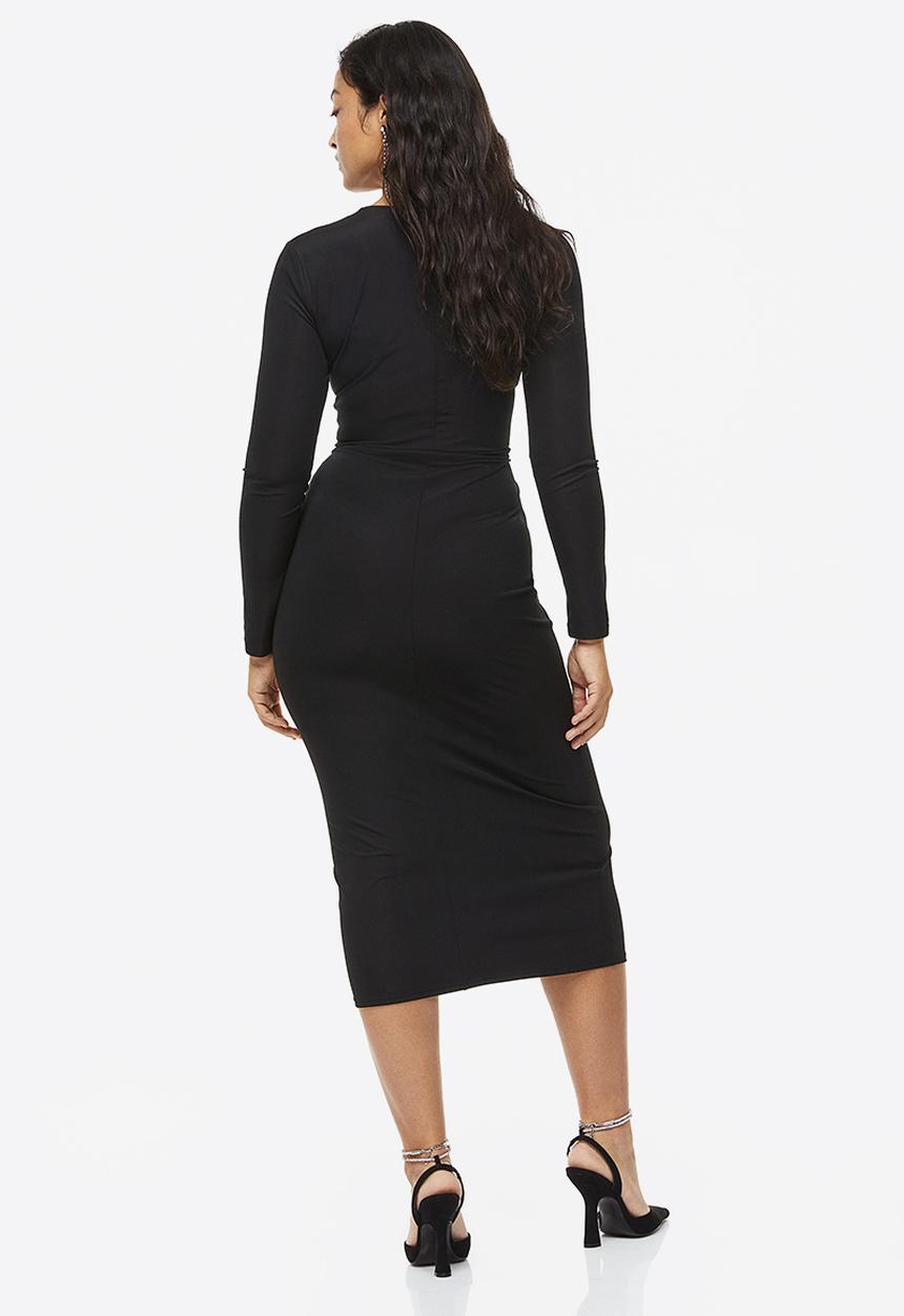 H&M - Drawstring-detail bodycon dress - black