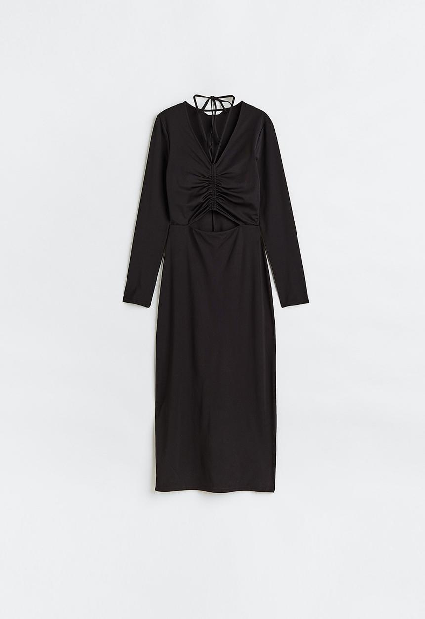 H&M - Drawstring-detail bodycon dress - black
