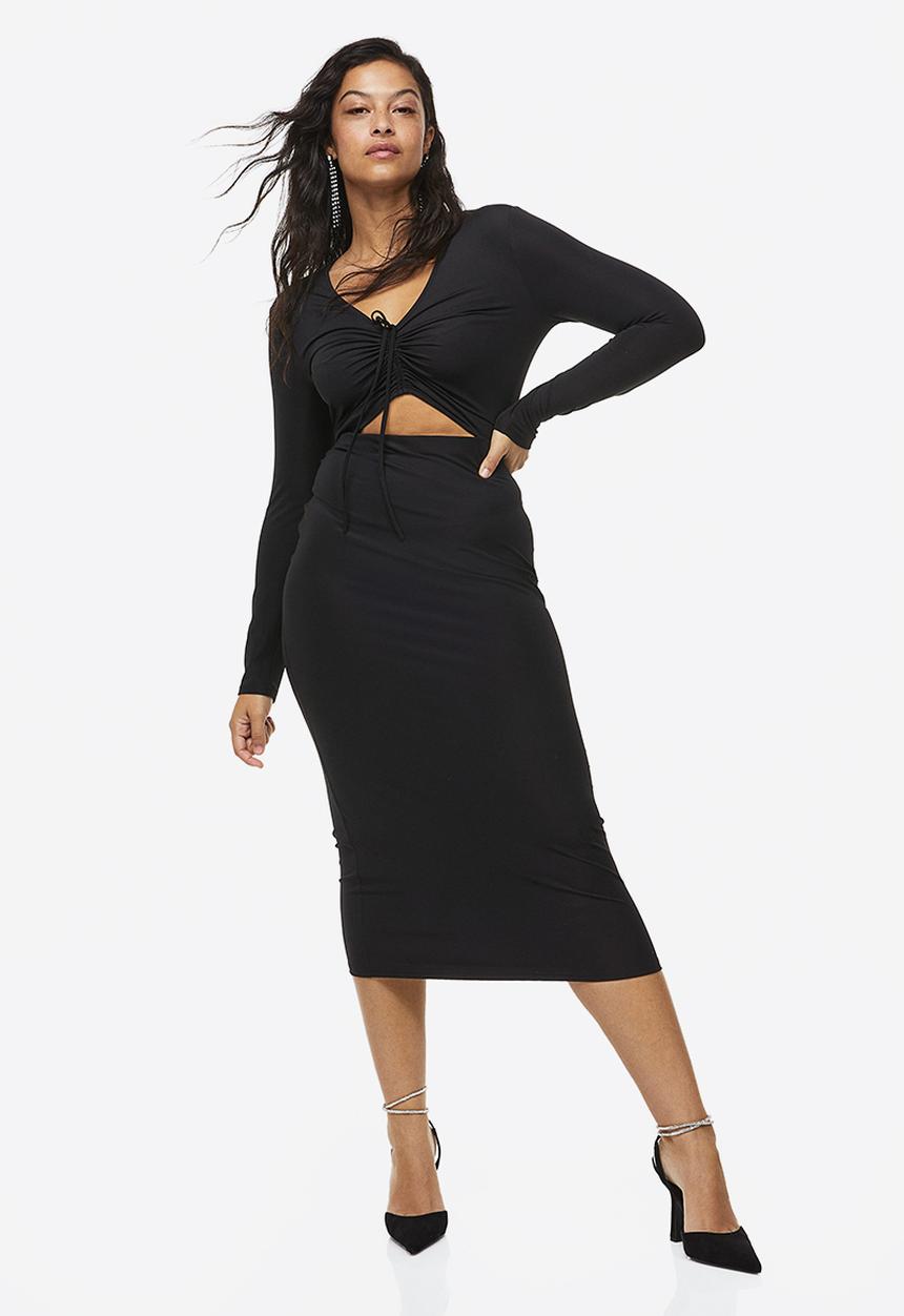 H&M - Drawstring-detail bodycon dress - black