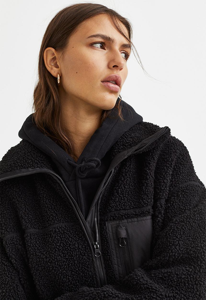 H&M - Teddy jacket - black