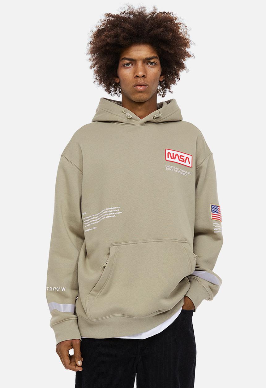 H&M - Relaxed fit hoodie - khaki green/nasa