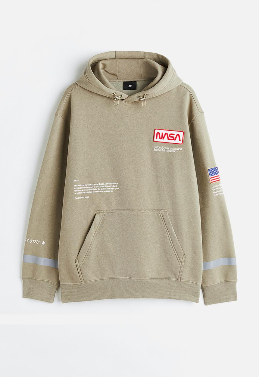H&M - Relaxed fit hoodie - khaki green/nasa