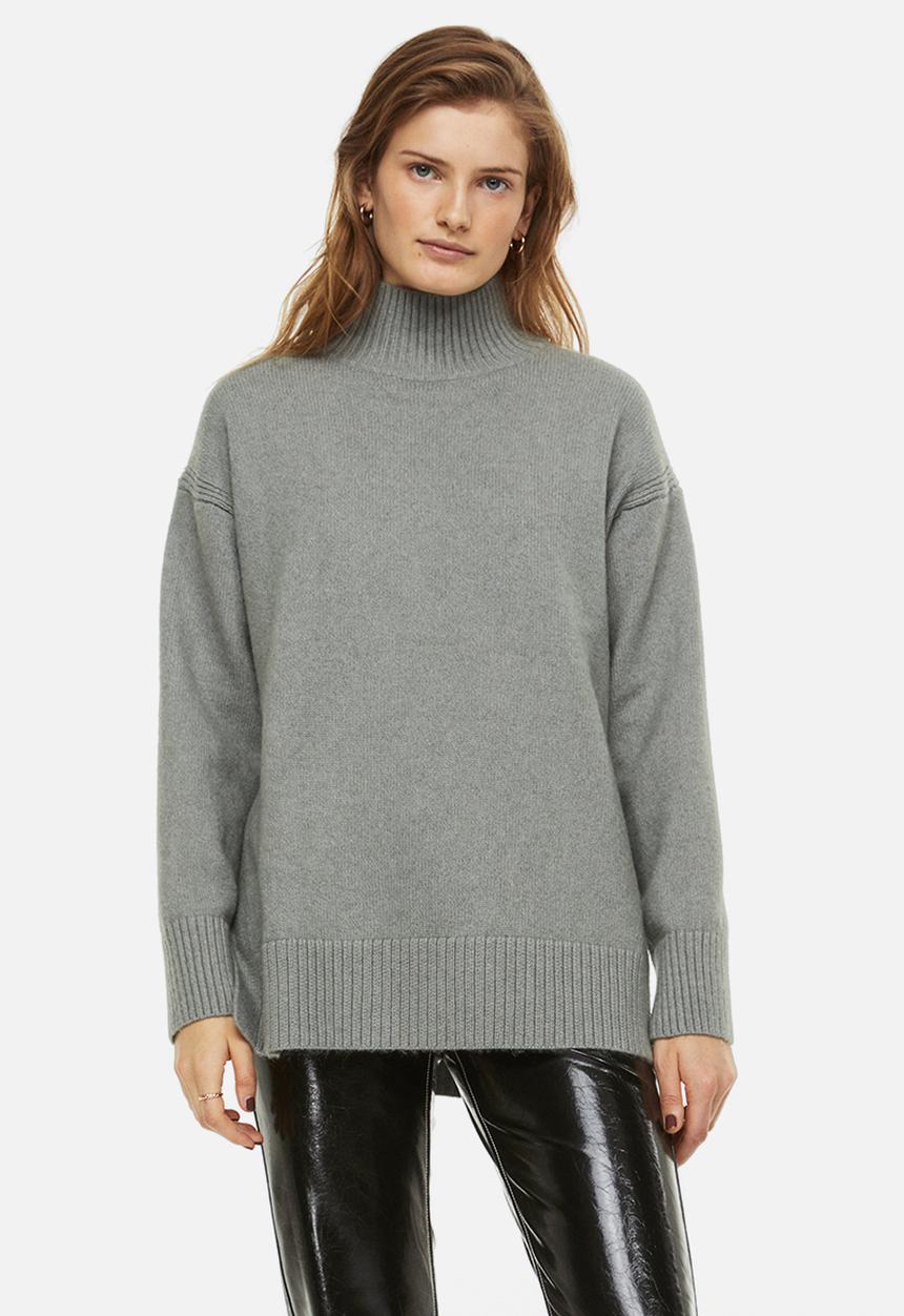 H&M - Oversized polo-neck jumper - dusty green