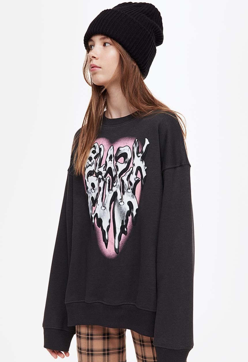 H&M - Oversized sweatshirt - dark grey/blackpink