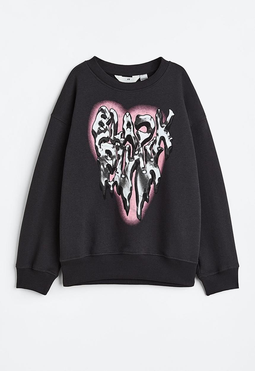 H&M - Oversized sweatshirt - dark grey/blackpink