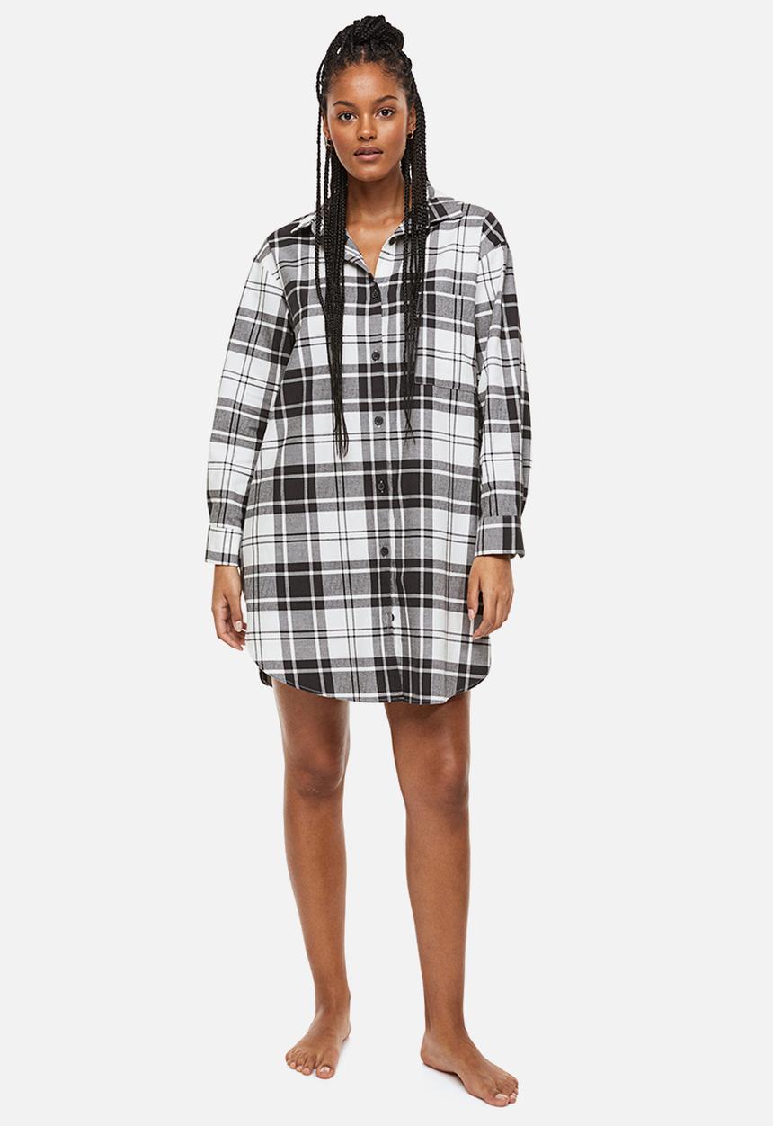 H&M - Flannel nightshirt - grey/checked