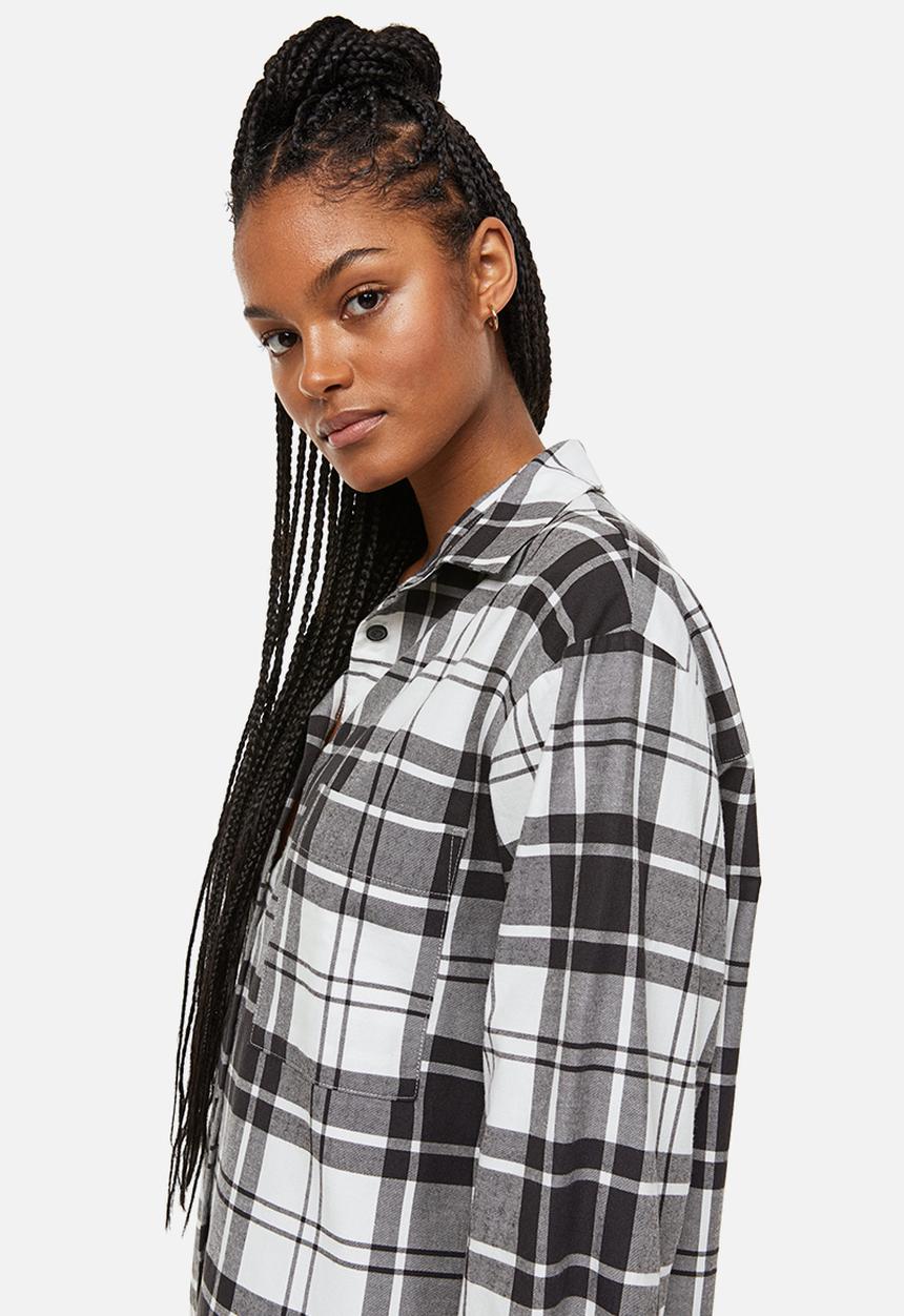 H&M - Flannel nightshirt - grey/checked