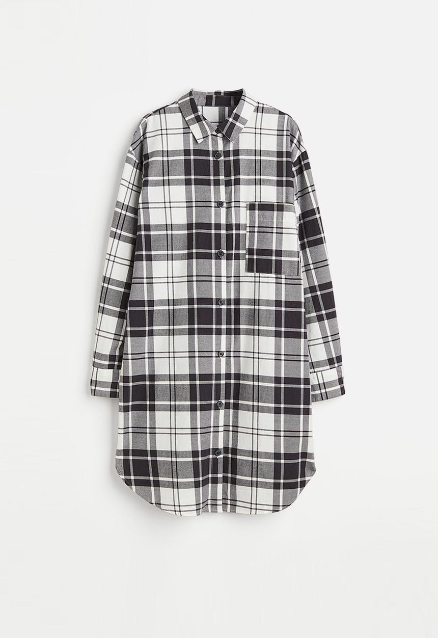 H&M - Flannel nightshirt - grey/checked
