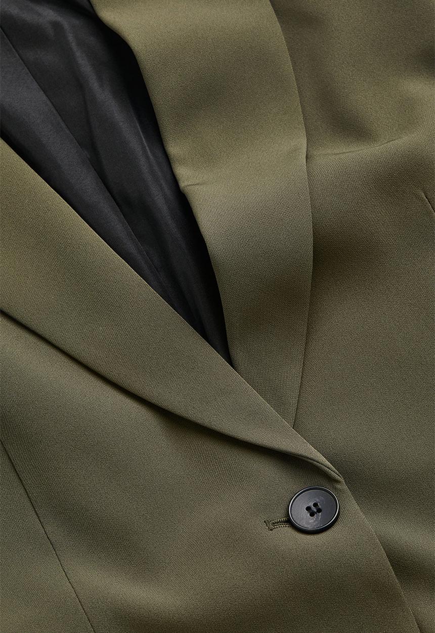 H&M - Gathered-sleeve jacket - dark khaki green