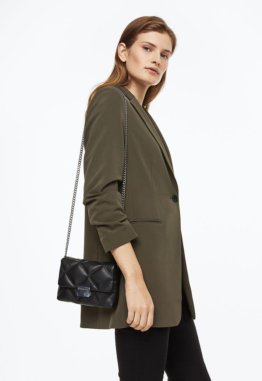 H&M - Gathered-sleeve jacket - dark khaki green