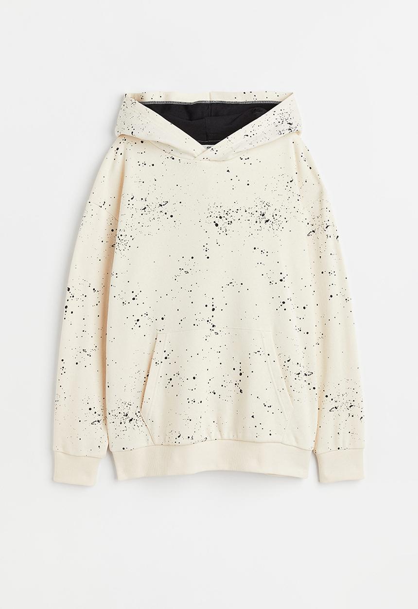 H&M - Oversized hoodie -  cream/patterned