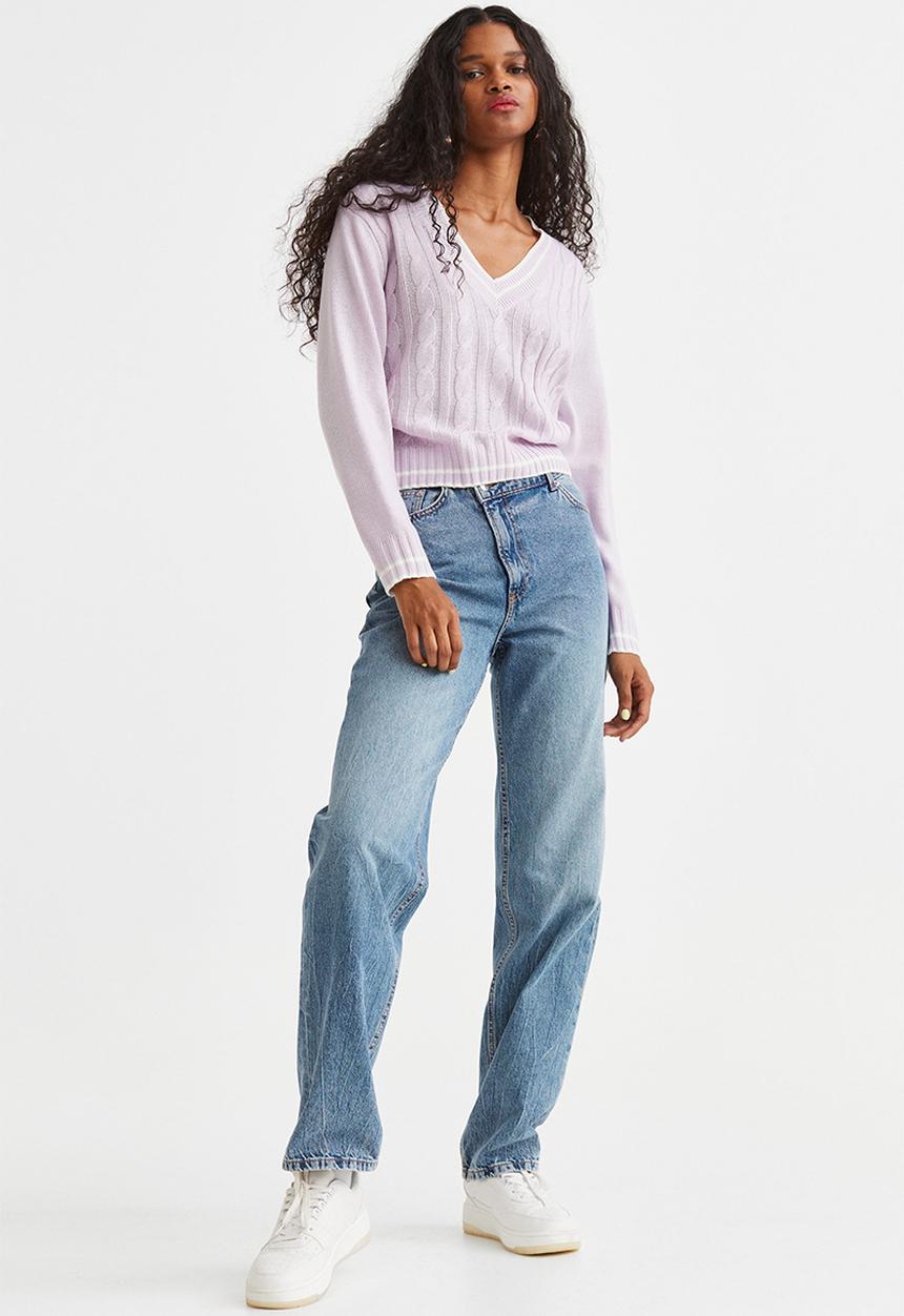 H&M - V-neck cable-knit jumper - light purple