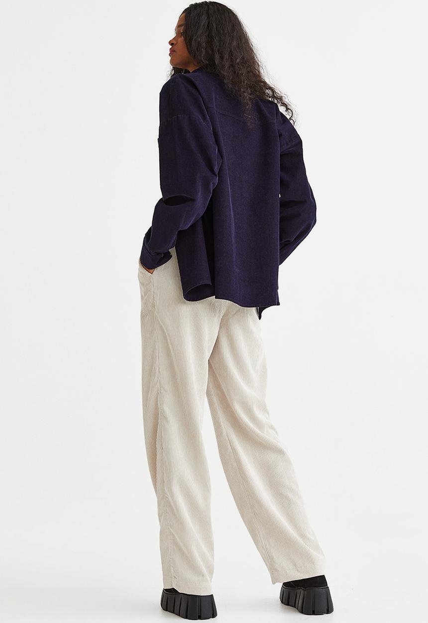 H&M - Wide corduroy trousers - light beige