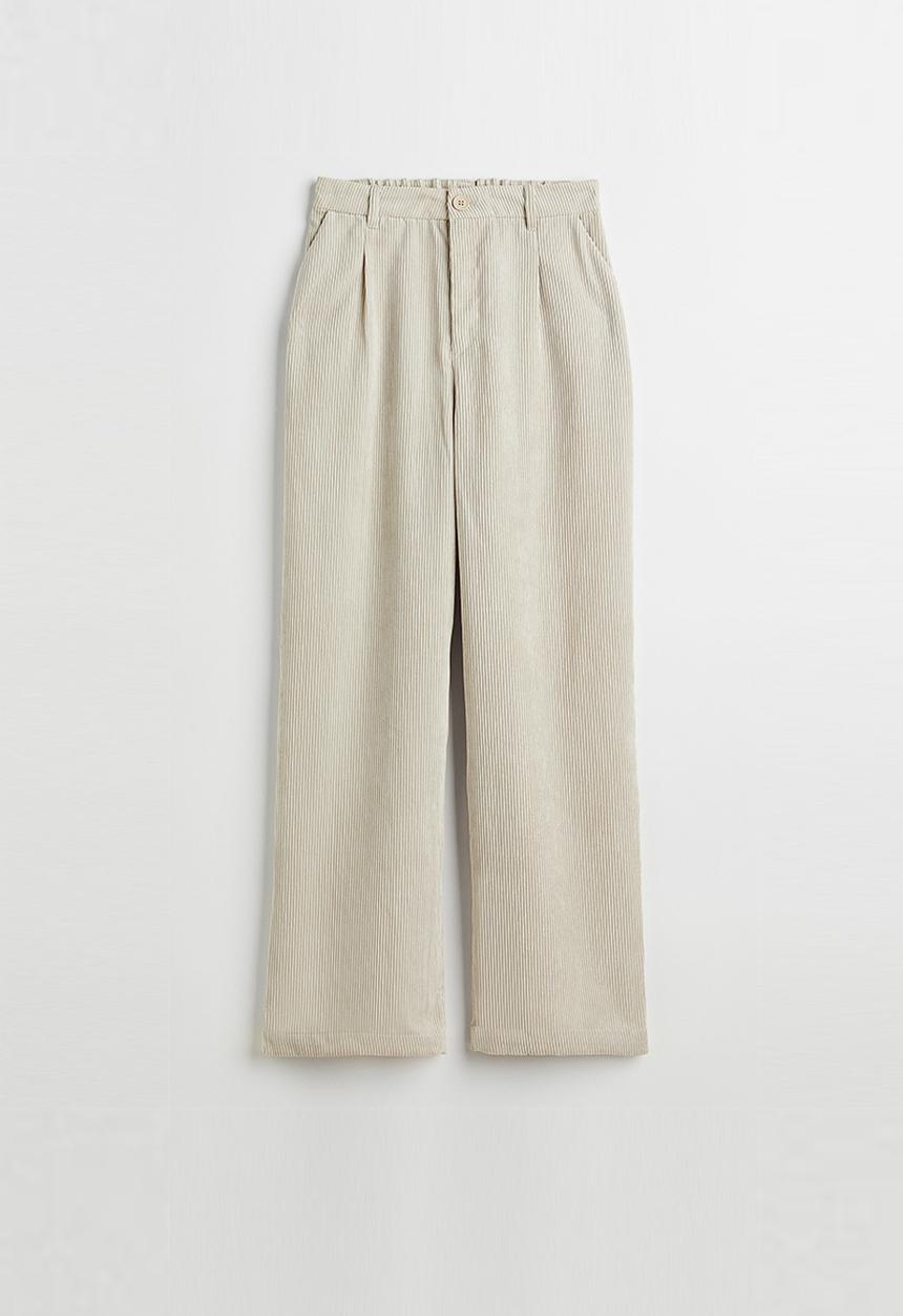 H&M - Wide corduroy trousers - light beige