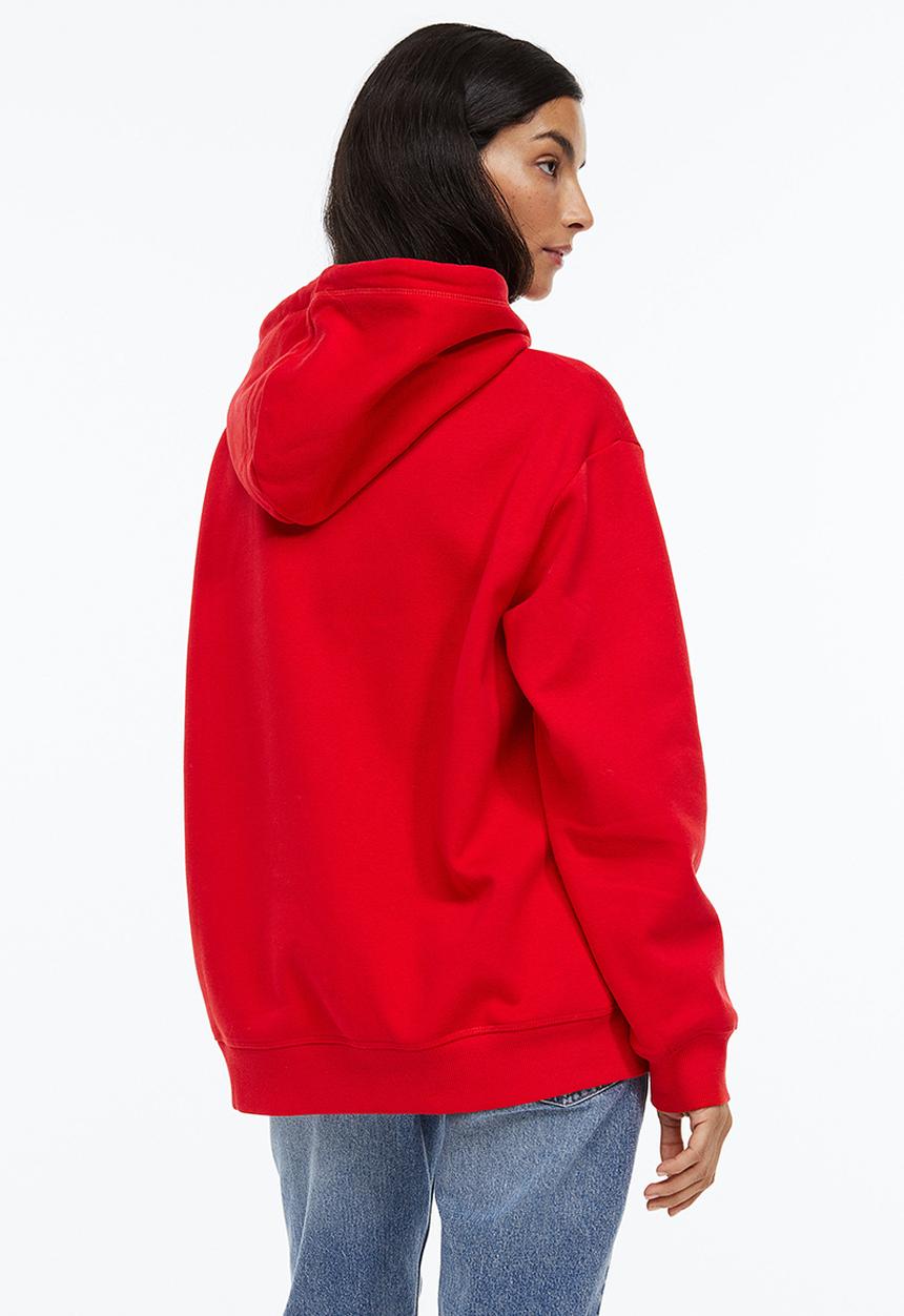 H&M - Motif-front hoodie - red/mickey mouse