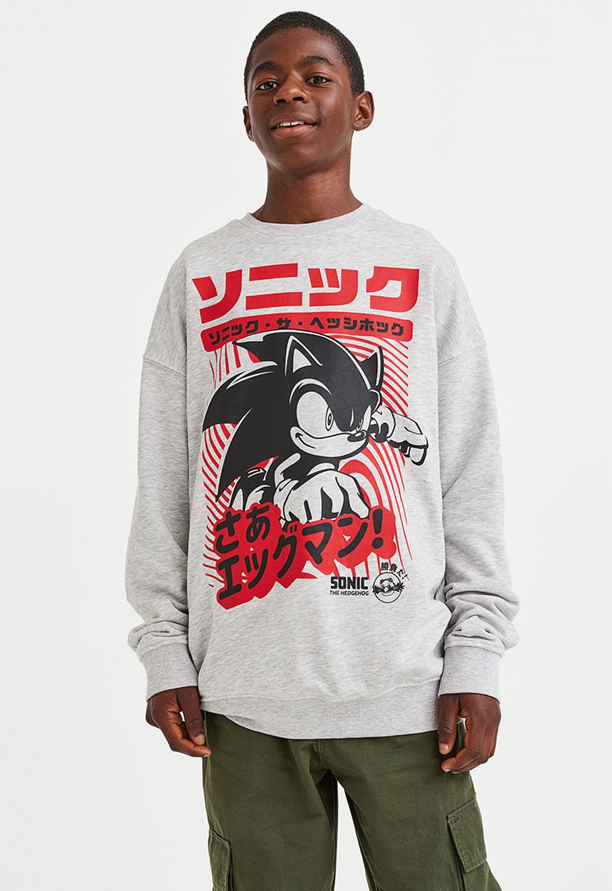 H&M - Printed sweatshirt - light grey/sonic the hedgehog