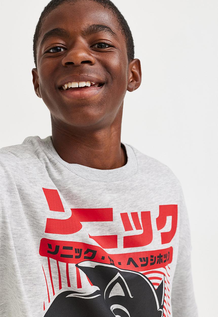 H&M - Printed sweatshirt - light grey/sonic the hedgehog