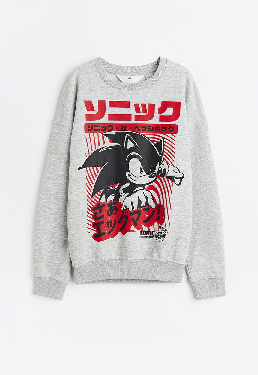 H&M - Printed sweatshirt - light grey/sonic the hedgehog