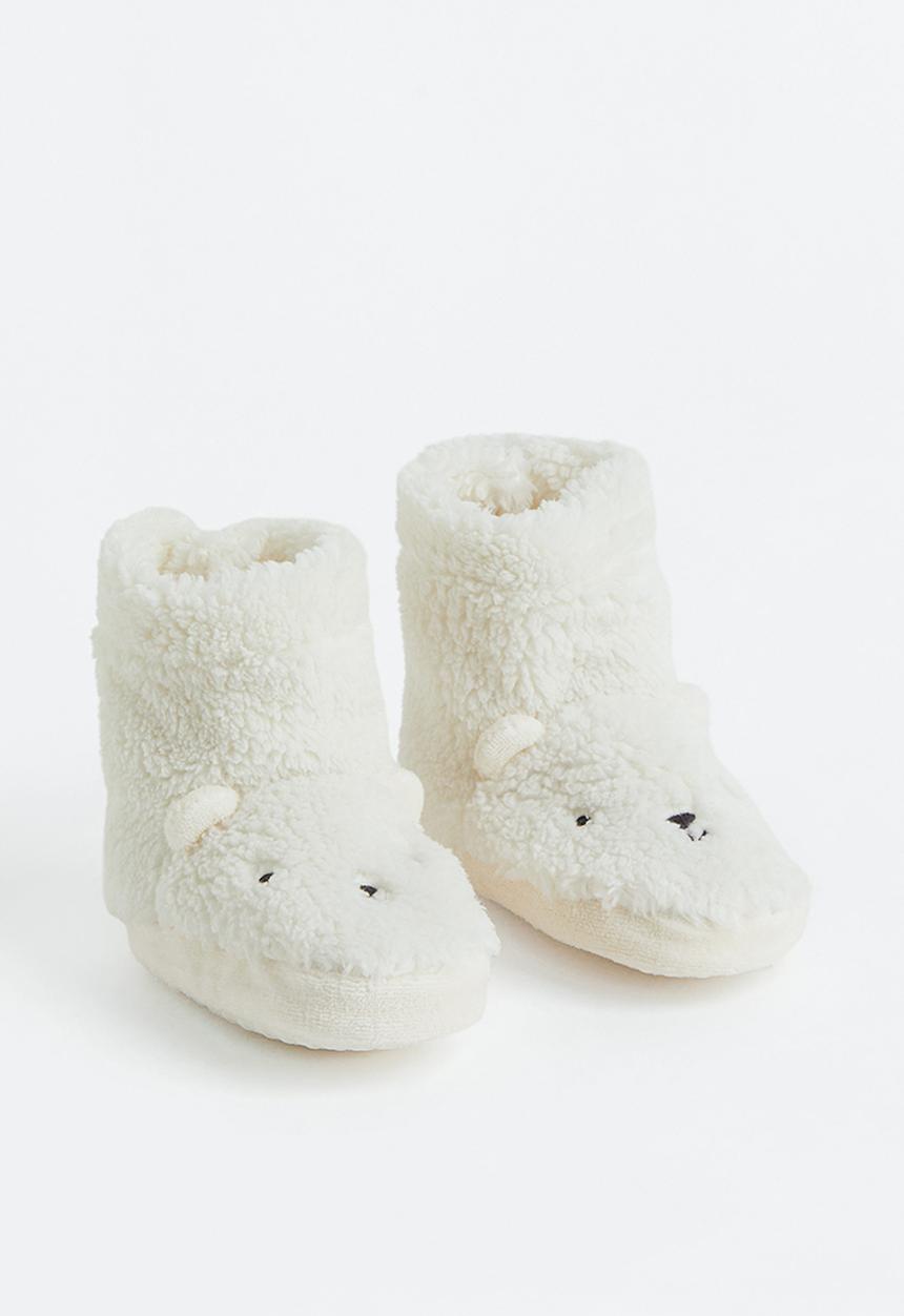 H&M - Fluffy slippers - white/bear