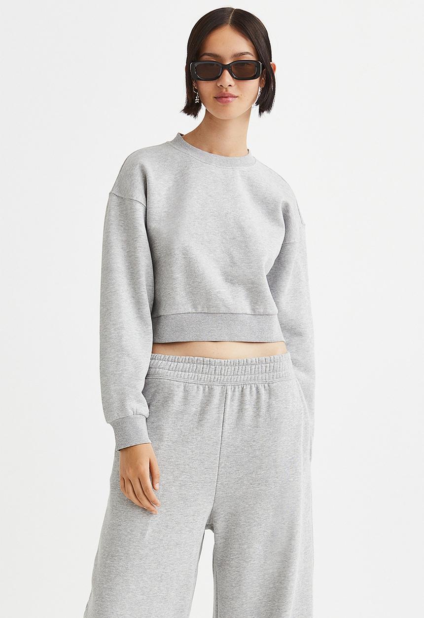 H&M - Cropped sweatshirt - light grey marl
