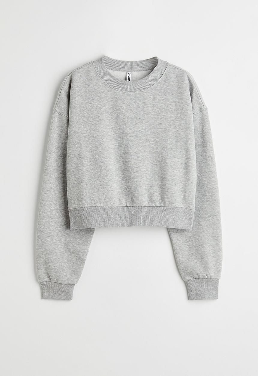 H&M - Cropped sweatshirt - light grey marl