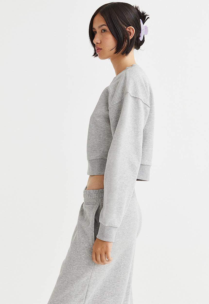 H&M - Cropped sweatshirt - light grey marl