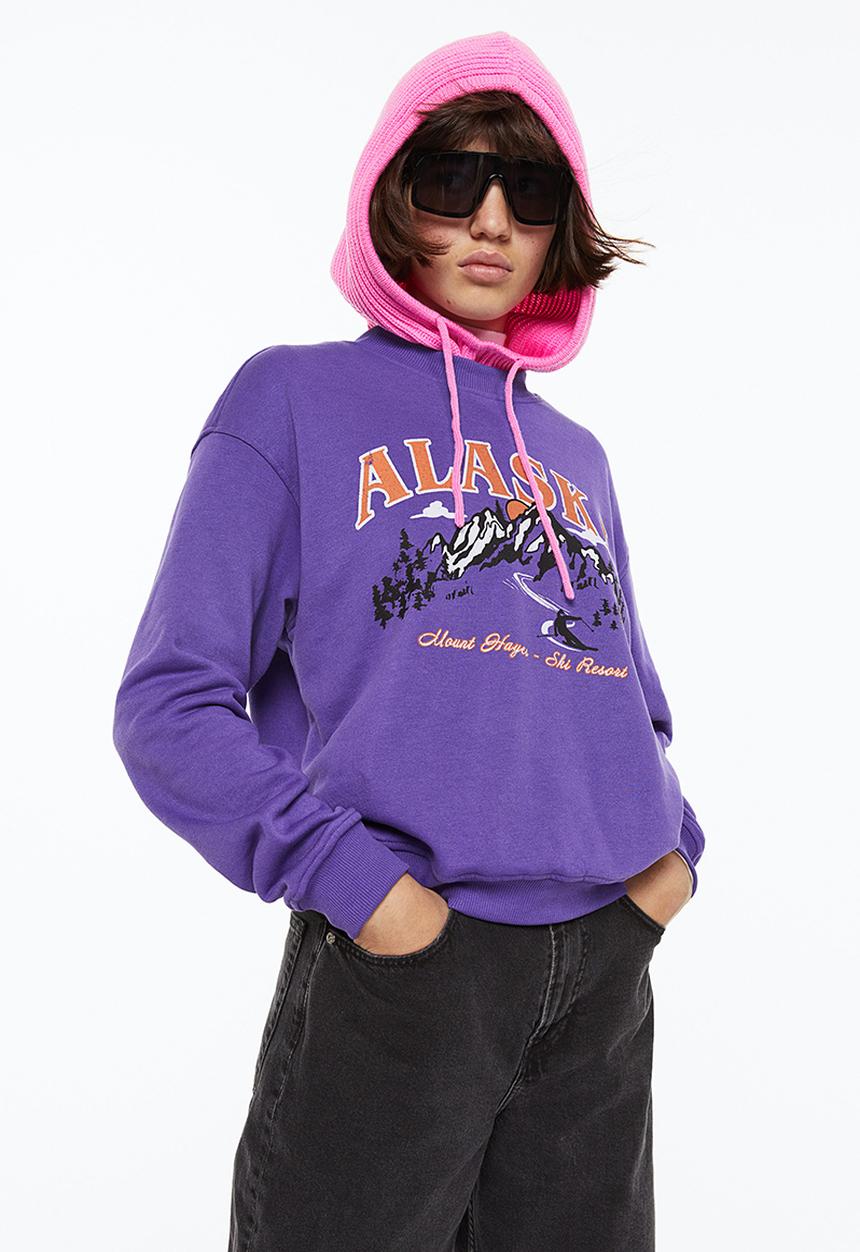 H&M - Printed sweatshirt - purple/alaska