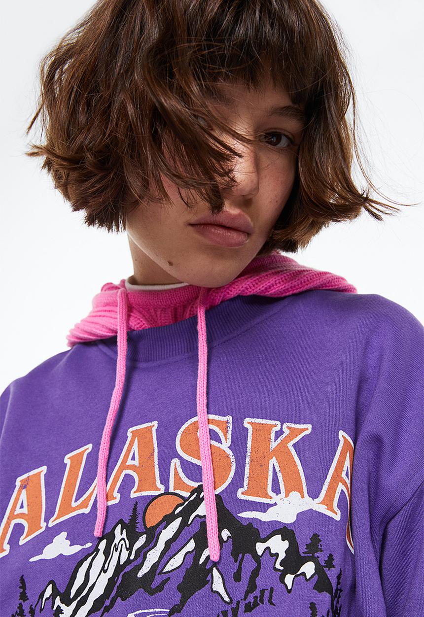 H&M - Printed sweatshirt - purple/alaska